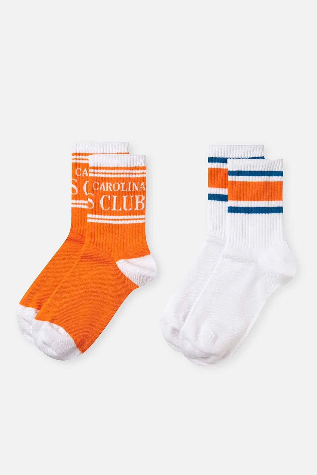Orange and White Women's 2-Piece Circle Pattern Sports Socks