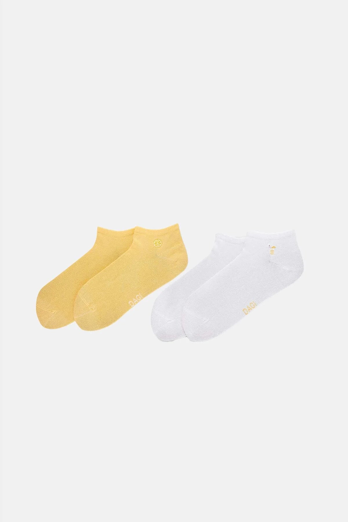 Women's Lemon Embroidered Booties Socks 2-Pieces