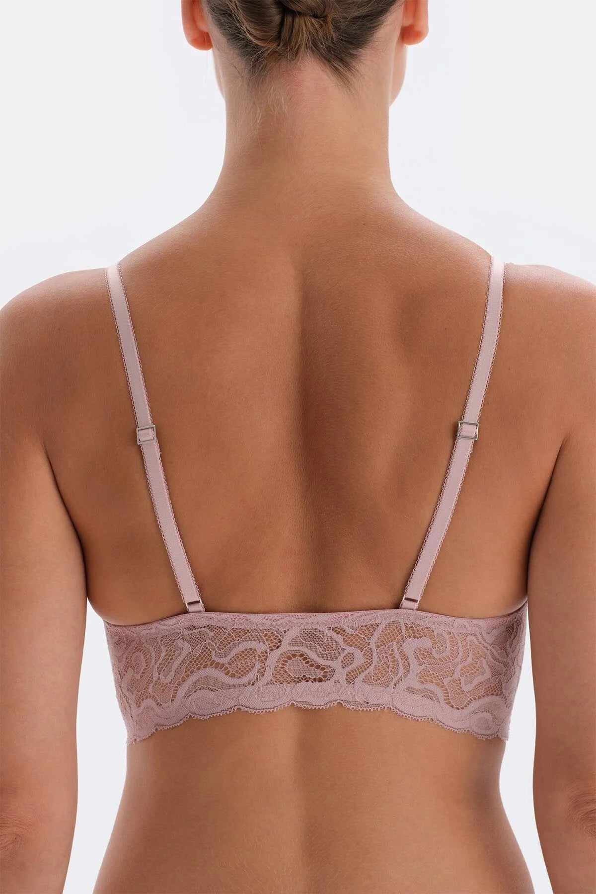 Soft Pink Lace and Tulle Detailed Underwire Bralette