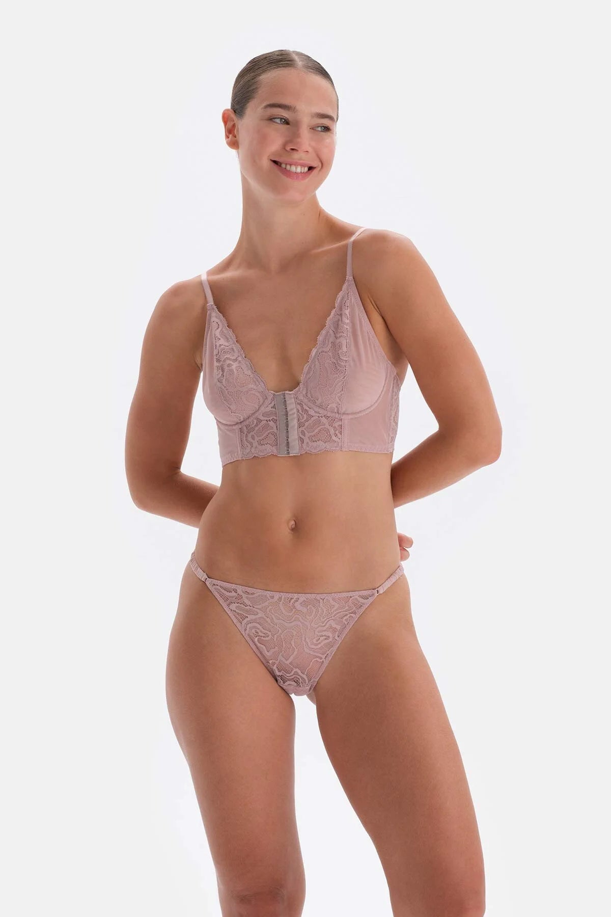Brazilian Panties with Soft Pink Fabric and Lace Detail