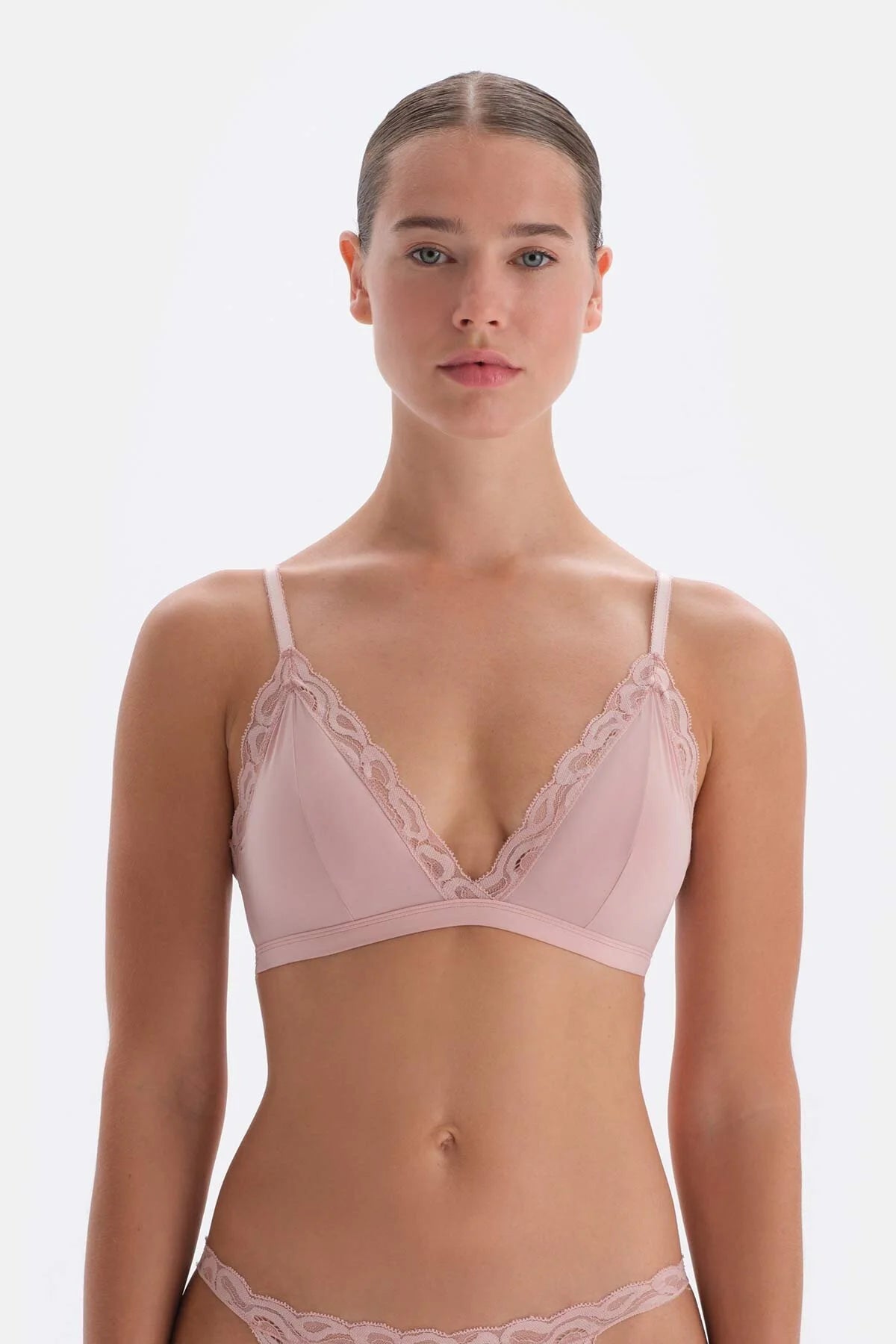 Soft Pink Fabric and Lace Detailed Bra – Senza
