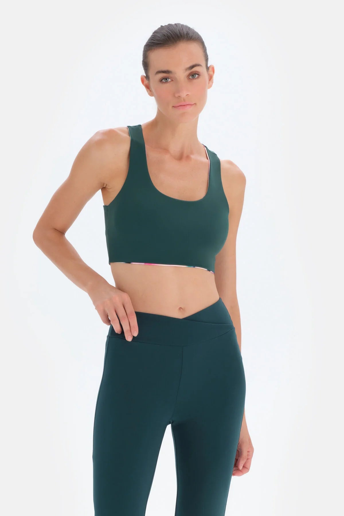 Active Dark Green Double-Sided Sports Bra