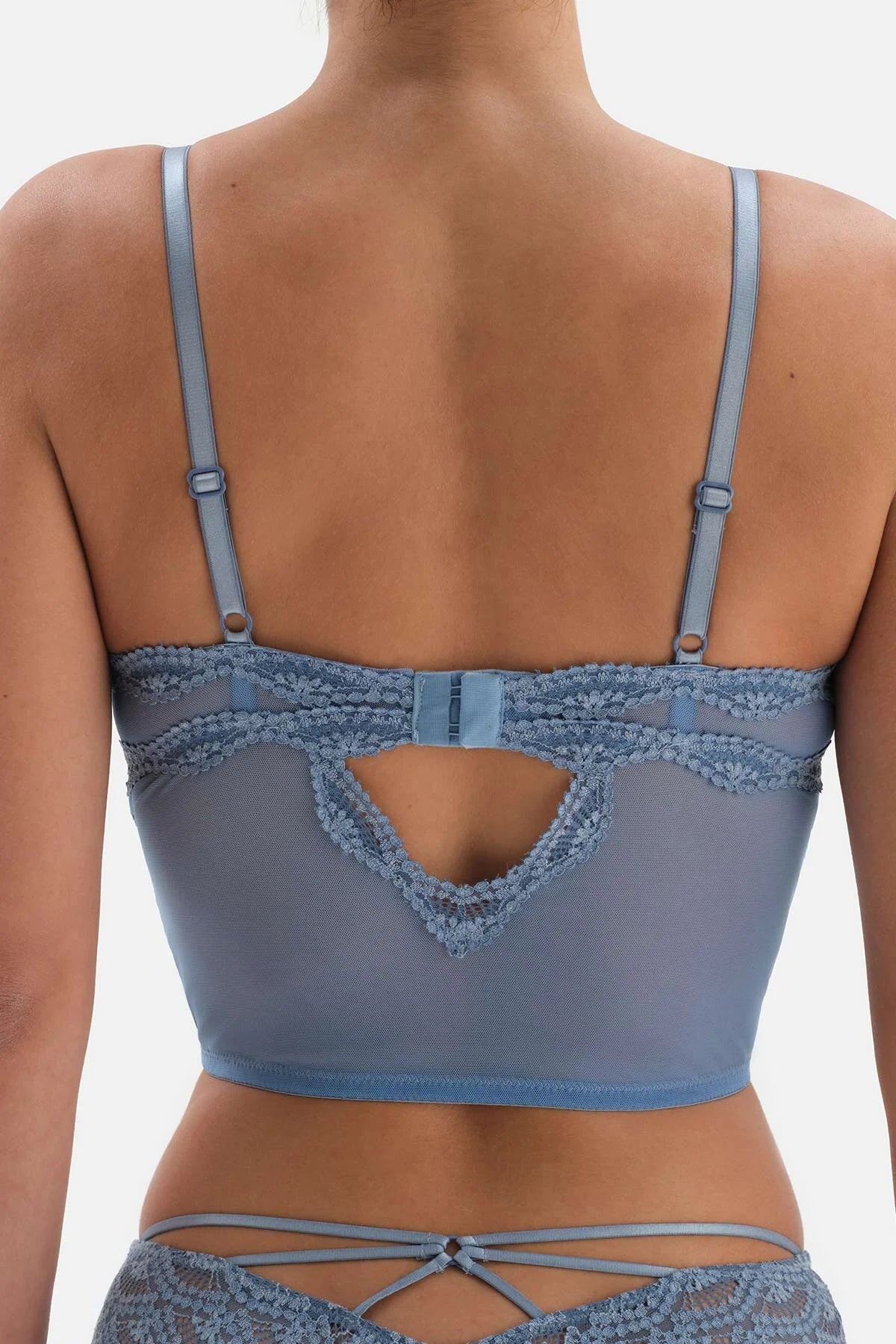 Blue Lace Detailed Bustier Bra